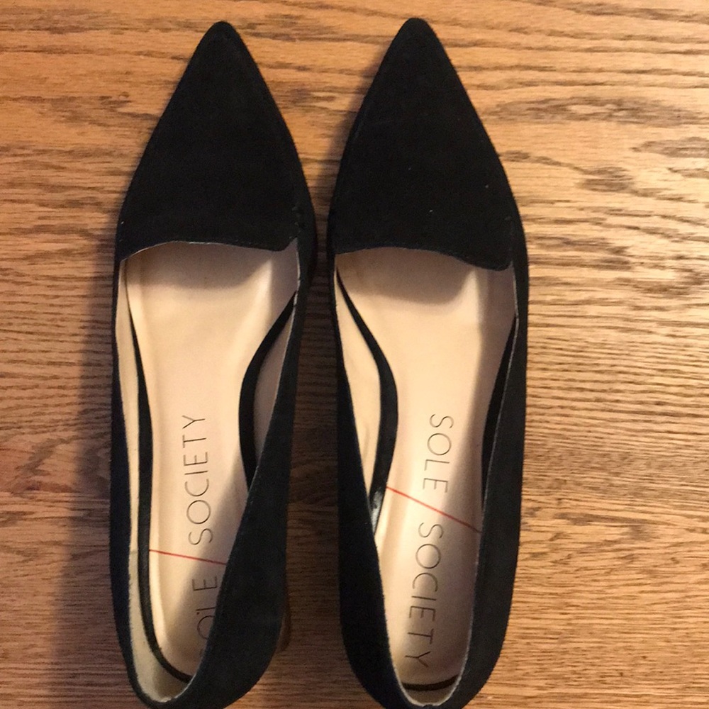 Sole Society Size 10 Black Suede Chunky Heel Pumps
